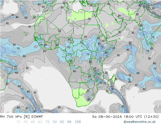 RH 700 hPa ECMWF Sa 08.06.2024 18 UTC