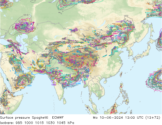 Pressione al suolo Spaghetti ECMWF lun 10.06.2024 12 UTC