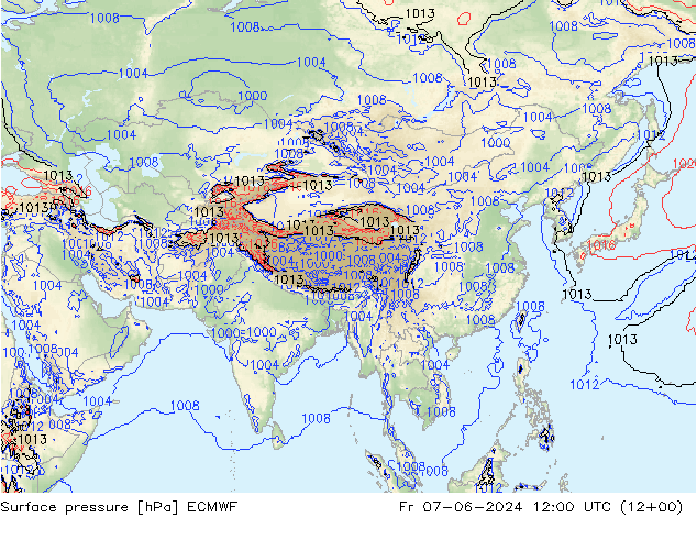 Pressione al suolo ECMWF ven 07.06.2024 12 UTC