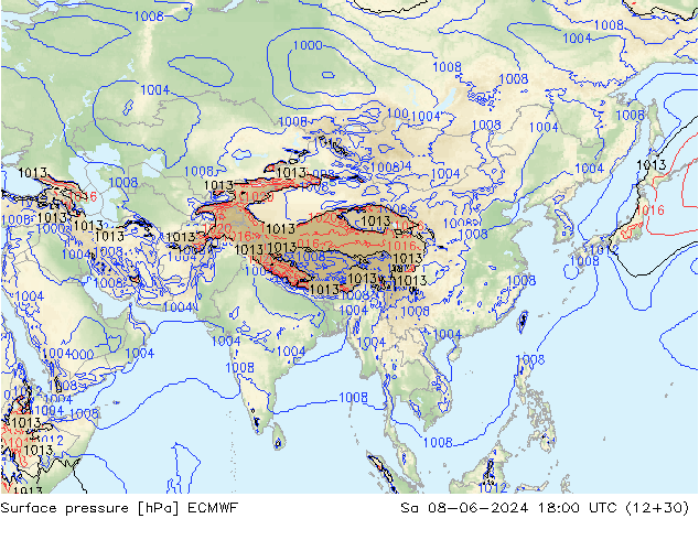 ciśnienie ECMWF so. 08.06.2024 18 UTC