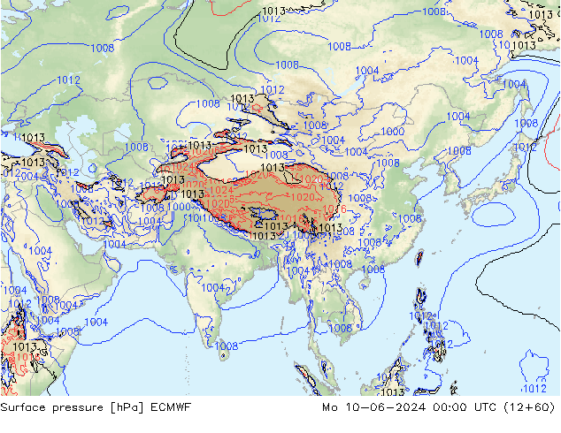 ciśnienie ECMWF pon. 10.06.2024 00 UTC