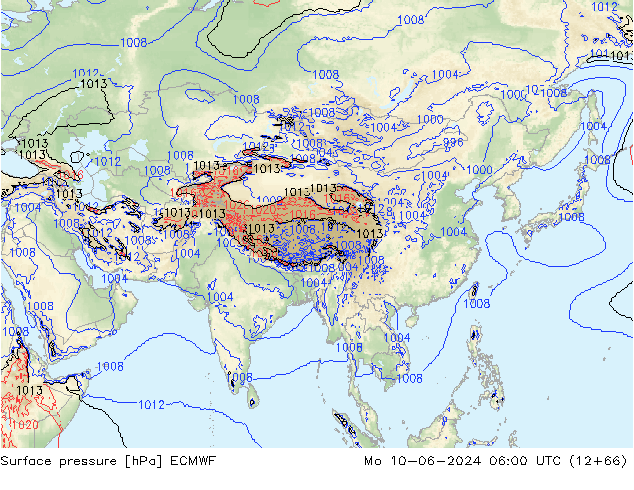 Yer basıncı ECMWF Pzt 10.06.2024 06 UTC