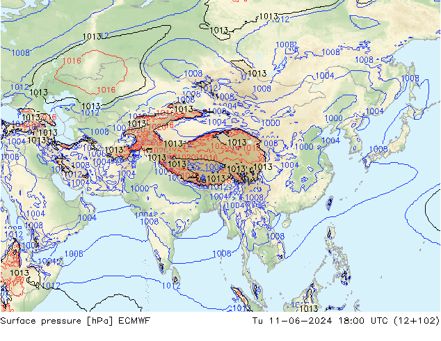 pression de l'air ECMWF mar 11.06.2024 18 UTC