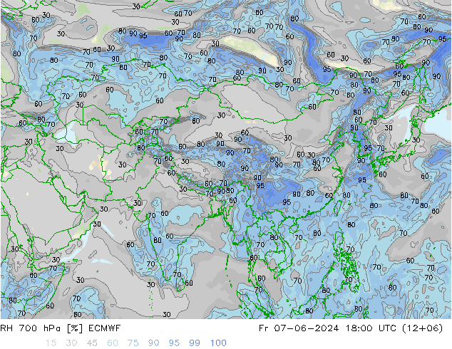 RH 700 hPa ECMWF Fr 07.06.2024 18 UTC