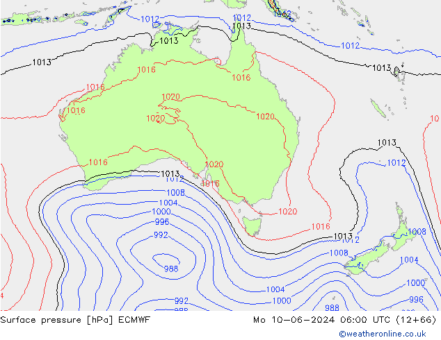 Surface pressure ECMWF Mo 10.06.2024 06 UTC