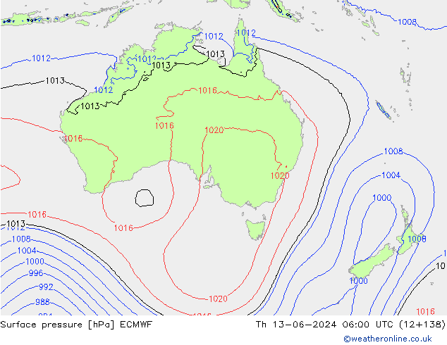 pression de l'air ECMWF jeu 13.06.2024 06 UTC