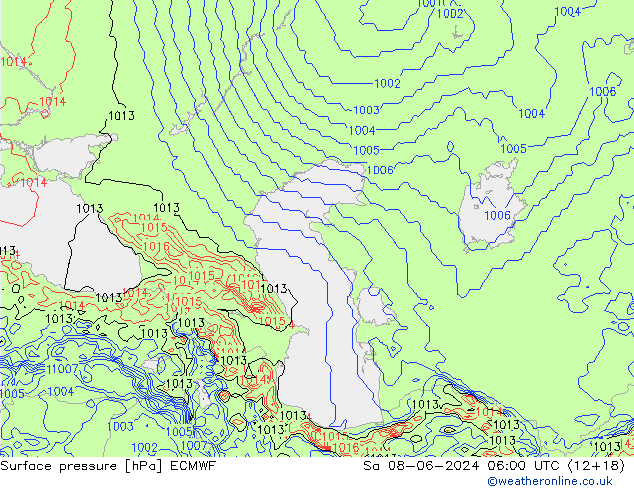 pressão do solo ECMWF Sáb 08.06.2024 06 UTC