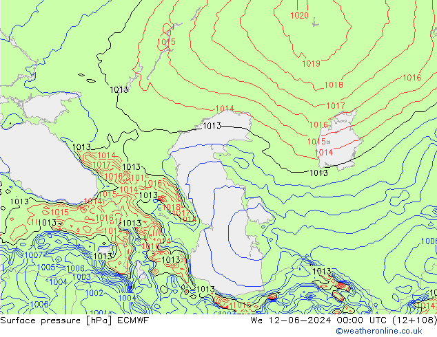 pression de l'air ECMWF mer 12.06.2024 00 UTC