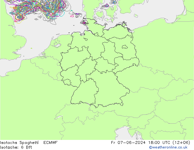 Eşrüzgar Hızları Spaghetti ECMWF Cu 07.06.2024 18 UTC