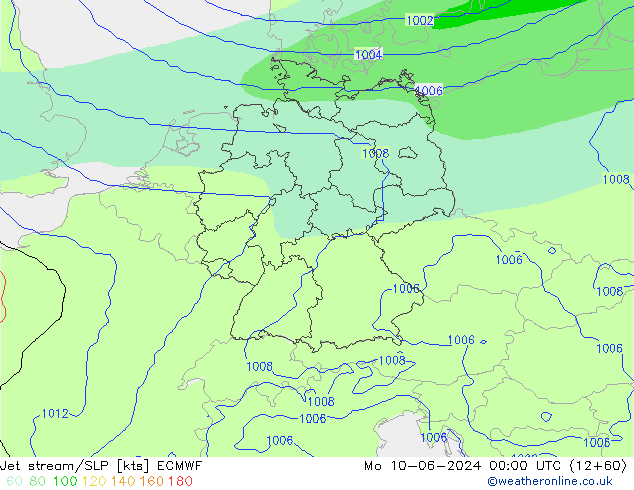 Jet stream/SLP ECMWF Mo 10.06.2024 00 UTC