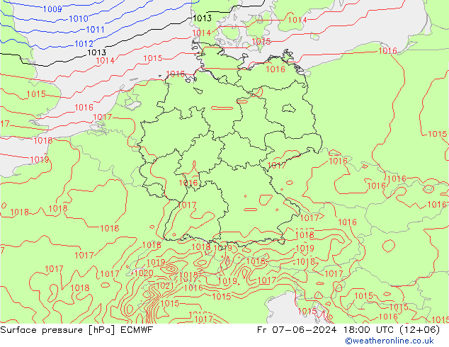 Surface pressure ECMWF Fr 07.06.2024 18 UTC