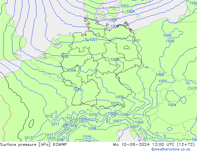 приземное давление ECMWF пн 10.06.2024 12 UTC