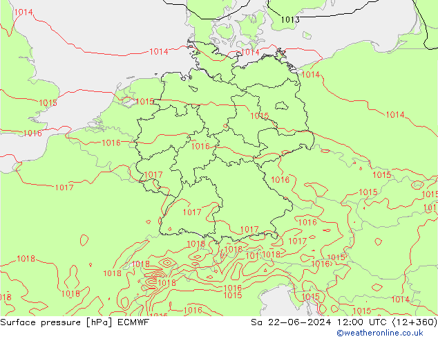 Atmosférický tlak ECMWF So 22.06.2024 12 UTC