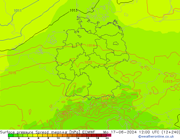 pressão do solo Spread ECMWF Seg 17.06.2024 12 UTC