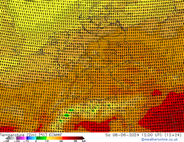 карта температуры ECMWF сб 08.06.2024 12 UTC