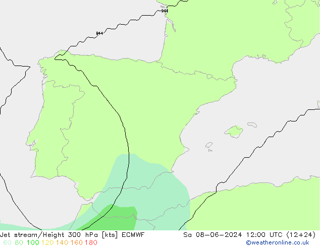 Prąd strumieniowy ECMWF so. 08.06.2024 12 UTC