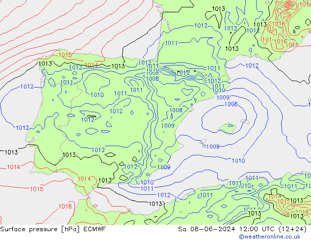 pression de l'air ECMWF sam 08.06.2024 12 UTC