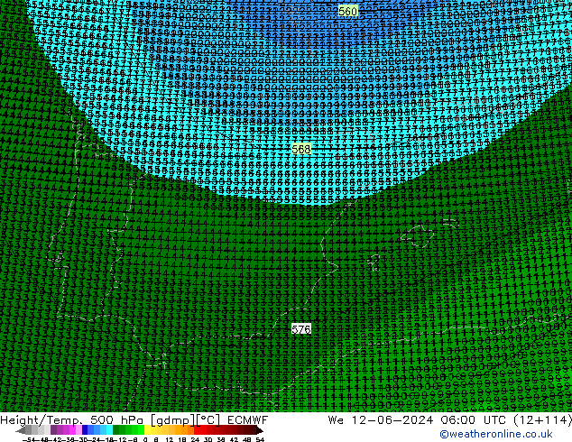 Height/Temp. 500 гПа ECMWF ср 12.06.2024 06 UTC