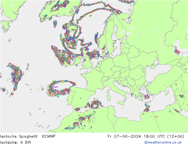 Isotachs Spaghetti ECMWF Sex 07.06.2024 18 UTC