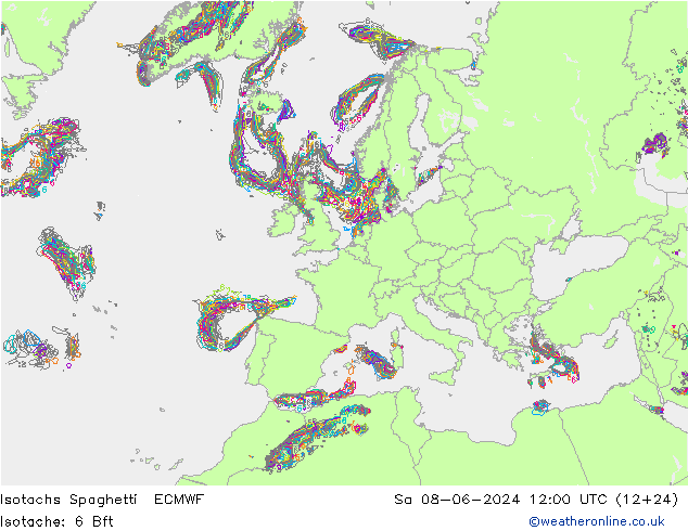 Eşrüzgar Hızları Spaghetti ECMWF Cts 08.06.2024 12 UTC