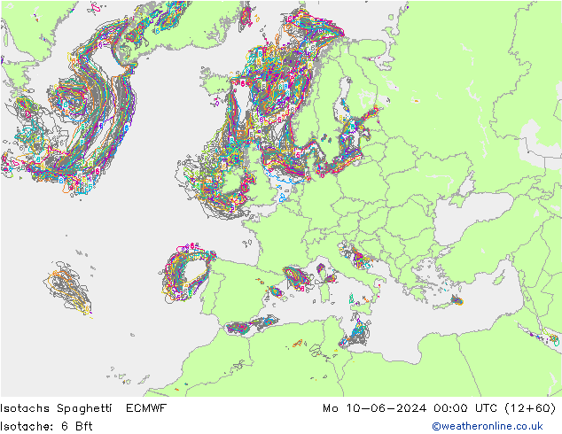 Eşrüzgar Hızları Spaghetti ECMWF Pzt 10.06.2024 00 UTC