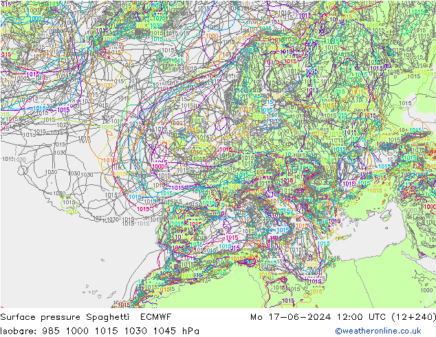 Bodendruck Spaghetti ECMWF Mo 17.06.2024 12 UTC