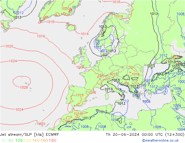 Jet Akımları/SLP ECMWF Per 20.06.2024 00 UTC