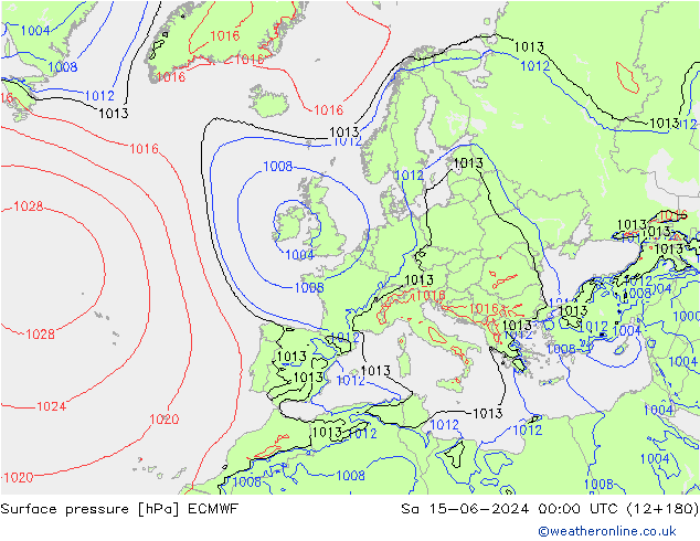 Luchtdruk (Grond) ECMWF za 15.06.2024 00 UTC