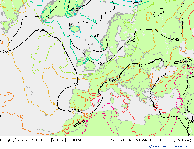 Yükseklik/Sıc. 850 hPa ECMWF Cts 08.06.2024 12 UTC