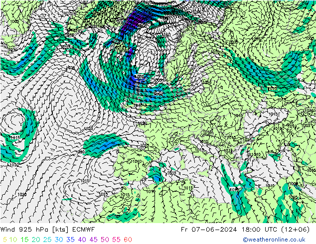 Wind 925 hPa ECMWF Fr 07.06.2024 18 UTC