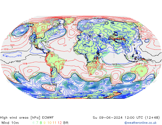 Windvelden ECMWF zo 09.06.2024 12 UTC