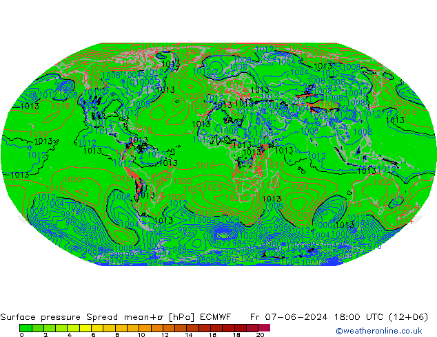 Bodendruck Spread ECMWF Fr 07.06.2024 18 UTC