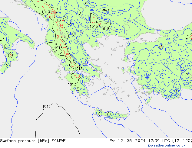 Luchtdruk (Grond) ECMWF wo 12.06.2024 12 UTC