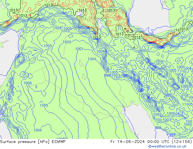 Surface pressure ECMWF Fr 14.06.2024 00 UTC