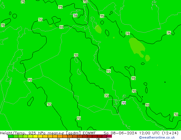 Hoogte/Temp. 925 hPa ECMWF za 08.06.2024 12 UTC