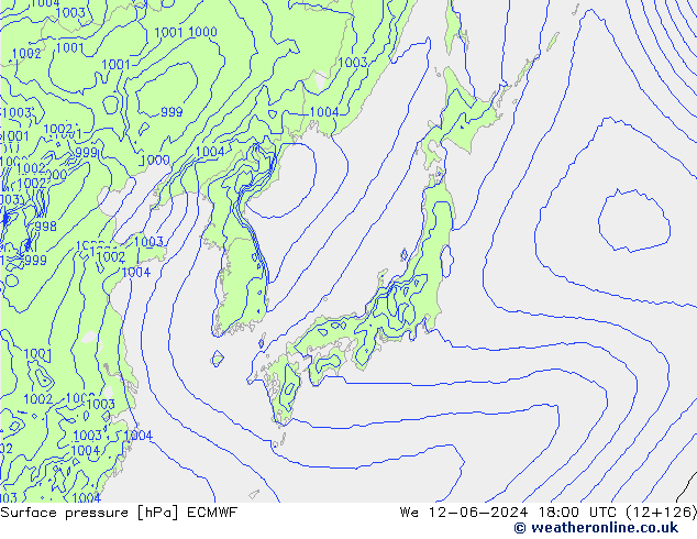 Atmosférický tlak ECMWF St 12.06.2024 18 UTC