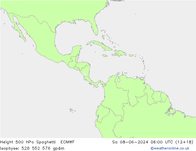 Height 500 hPa Spaghetti ECMWF So 08.06.2024 06 UTC