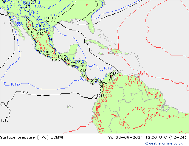 ciśnienie ECMWF so. 08.06.2024 12 UTC