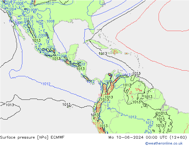 Luchtdruk (Grond) ECMWF ma 10.06.2024 00 UTC