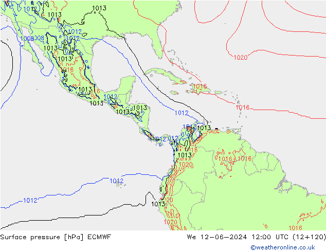 Surface pressure ECMWF We 12.06.2024 12 UTC