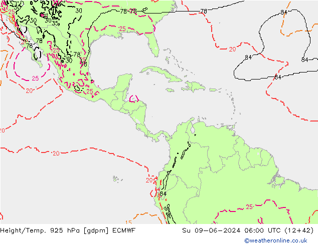 Height/Temp. 925 hPa ECMWF nie. 09.06.2024 06 UTC
