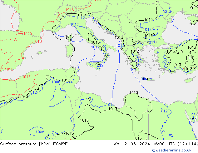 pression de l'air ECMWF mer 12.06.2024 06 UTC