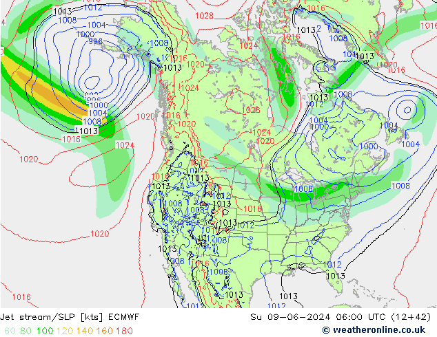 Jet stream/SLP ECMWF Su 09.06.2024 06 UTC