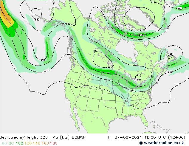 Jet stream/Height 300 hPa ECMWF Fr 07.06.2024 18 UTC