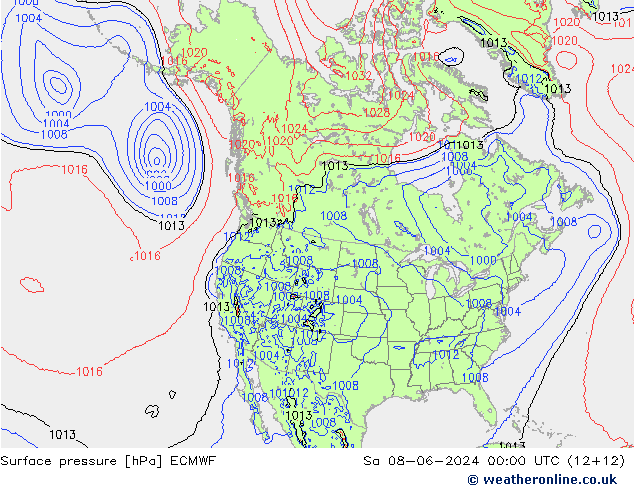 ciśnienie ECMWF so. 08.06.2024 00 UTC