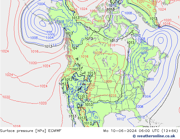 Pressione al suolo ECMWF lun 10.06.2024 06 UTC