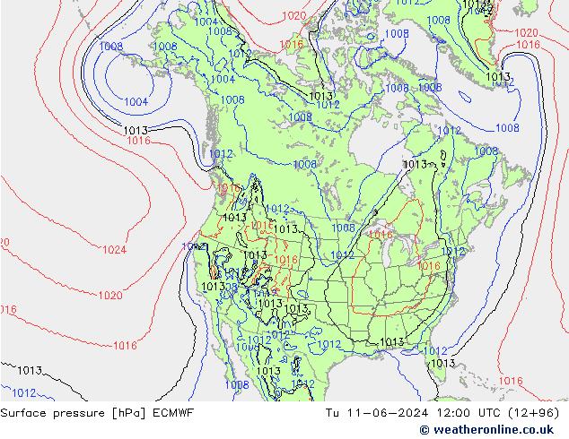 приземное давление ECMWF вт 11.06.2024 12 UTC