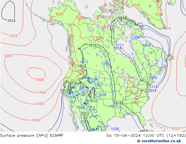 Pressione al suolo ECMWF sab 15.06.2024 12 UTC