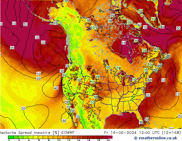 Isotaca Spread ECMWF vie 14.06.2024 12 UTC