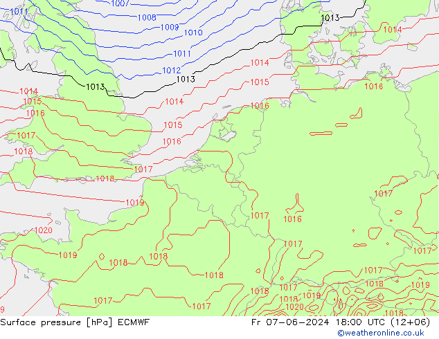 Bodendruck ECMWF Fr 07.06.2024 18 UTC